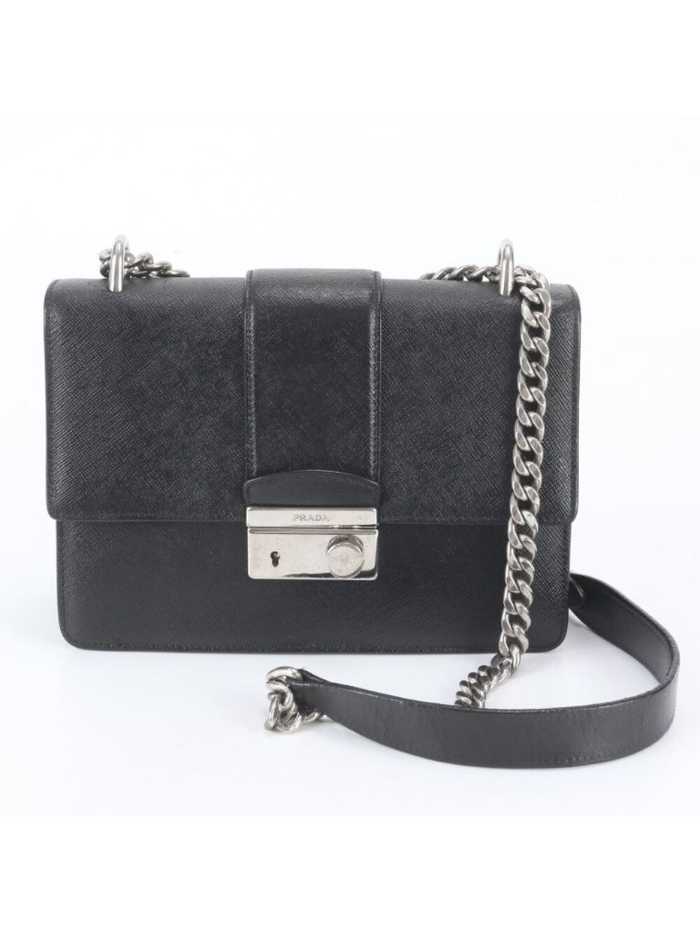 Prada White Tag Saffiano Leather 2-Way Chain Shoulder Bag Crossbody Hand